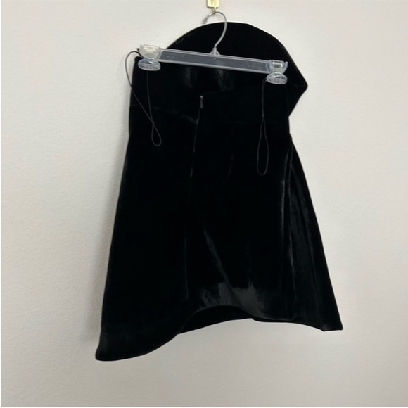 Brandon Maxwell Asymmetrical Velvet Mini Dress Black - Picture 8 of 13